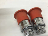 Lovato 8 LM2T B6644 Mushroom Head Push-Button Red Lot of 2