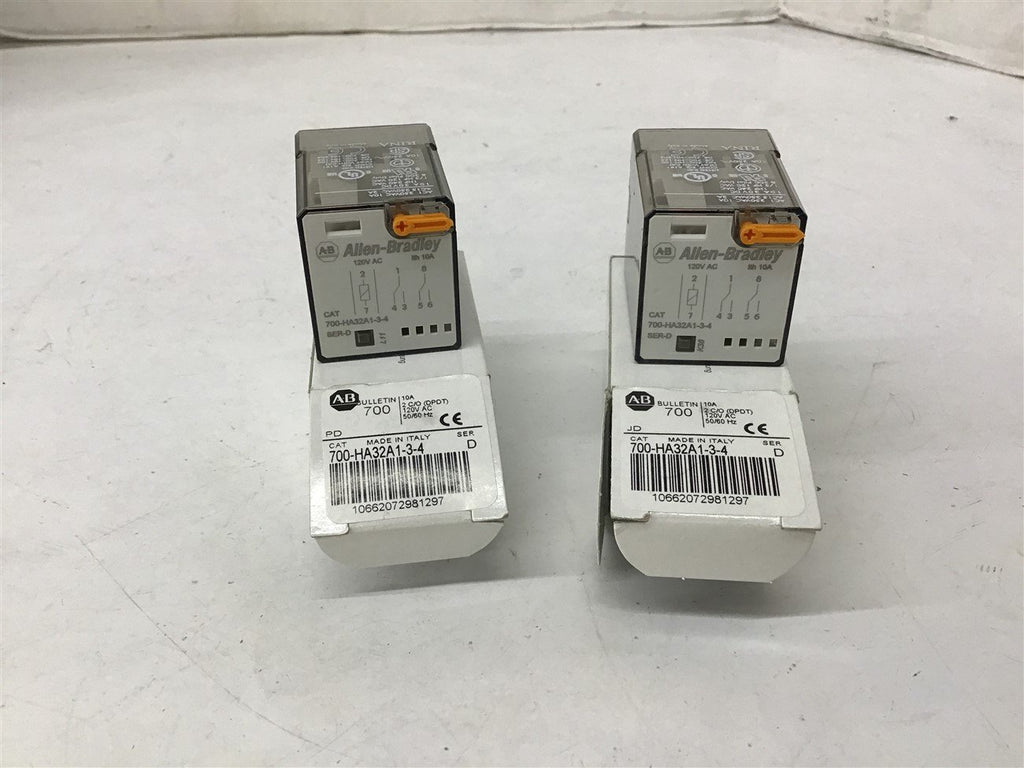 Allen Bradley 700-HA32A1-3-4 Control Relay Series D 120V 10A Lot of 2