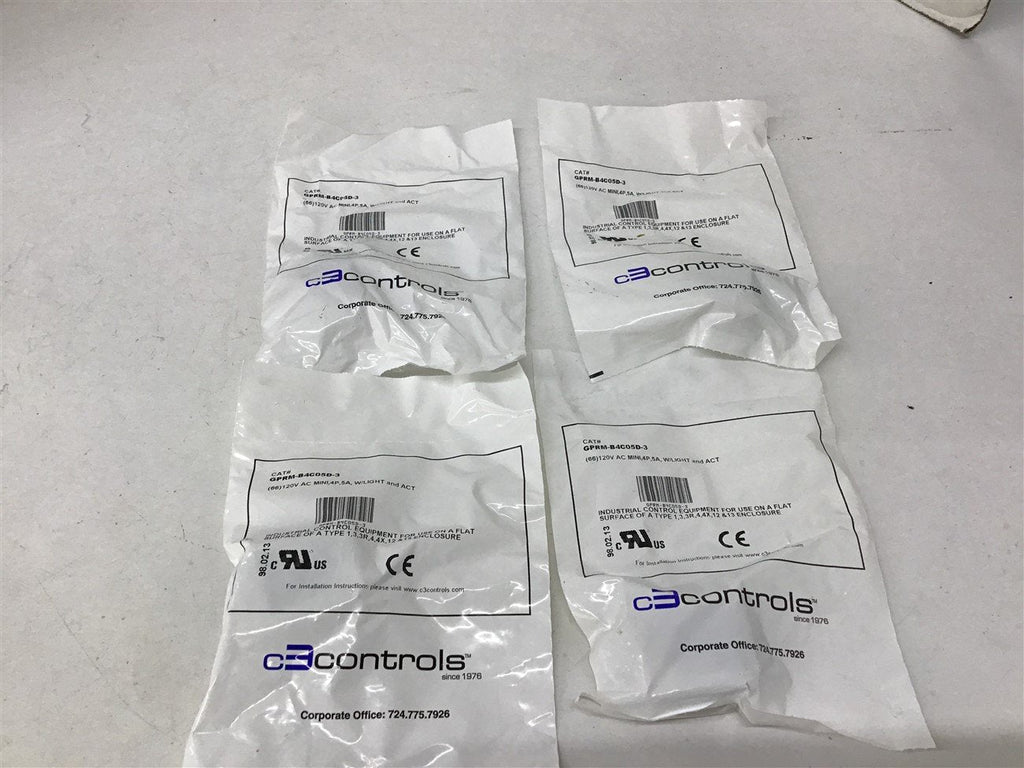 C3Controls GPRM-B4C05D-3 Mini Relay 120 Vac 5 Amp Lot of 4