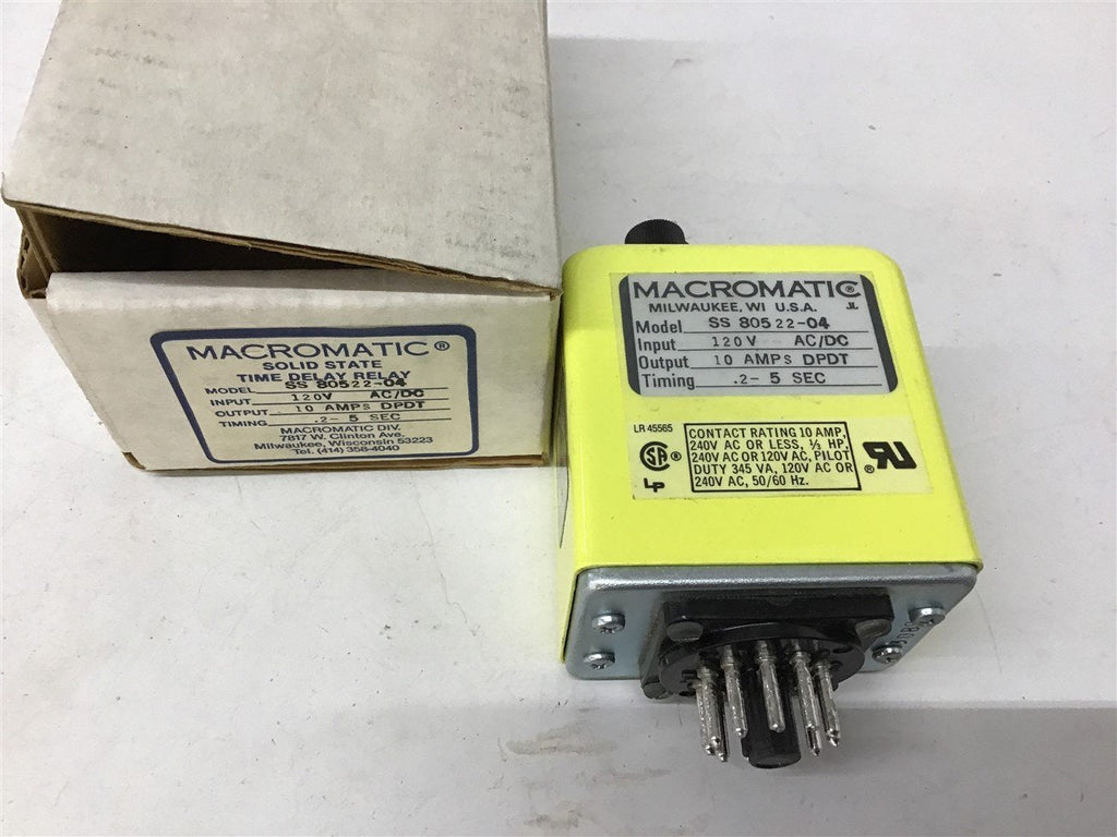 Macromatic Solid State Time Delay Relay SS80522-04 120V 10A
