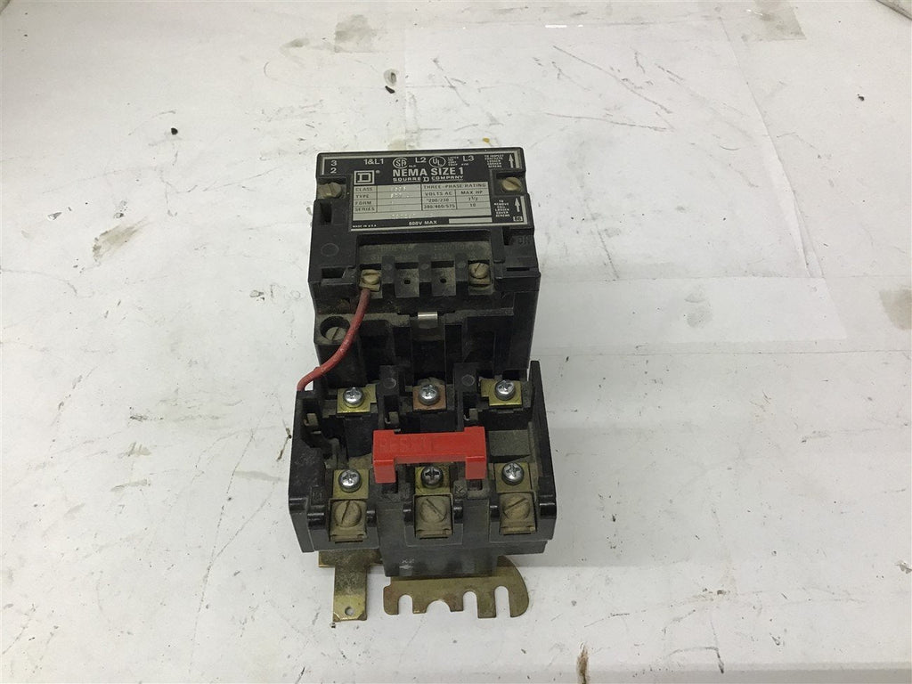 Square D 8536 SCO-3 Nema Size 1 Starter 3 Phase 240 V Coil