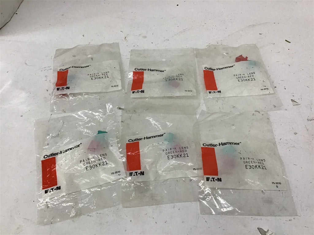 Cutler Hammer E30KK21 Pair K Lens Green Red Lot Of 6
