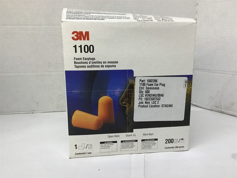 3M 1100 Ear Plug Uncorded Lot Of 200 Pair