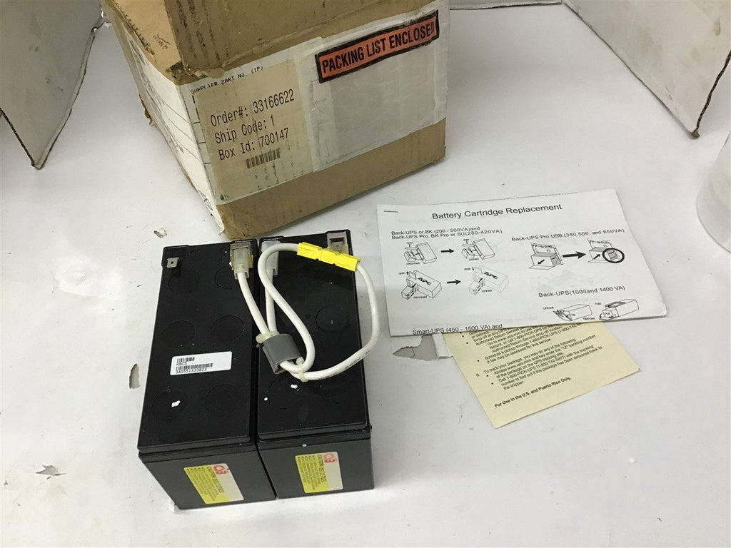 APC RBC5 Replacement Battery Cartridge 2 Batteries 12V