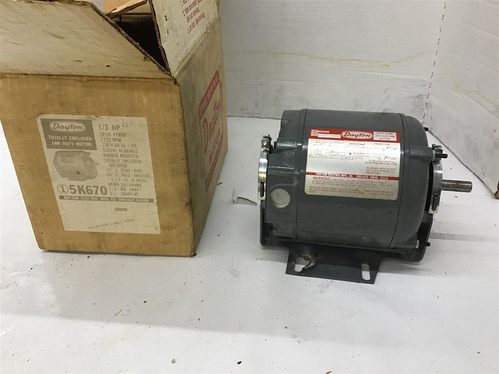 Dayton 5K670 1/3 HP Fan Motor 230 Volt 1725 Rpm 56Z Frame
