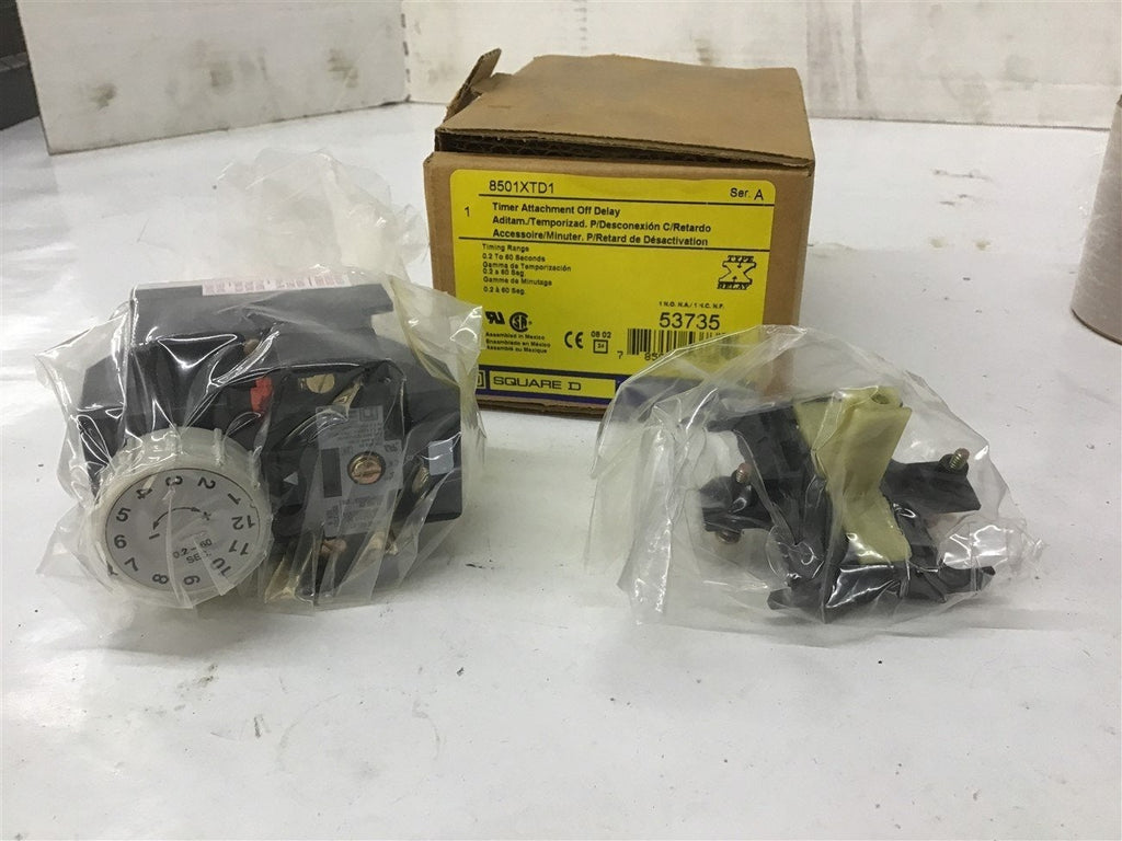 Square D 8501XTD1 Timer Attachment Off Delay Range .2 To 60 Seconds