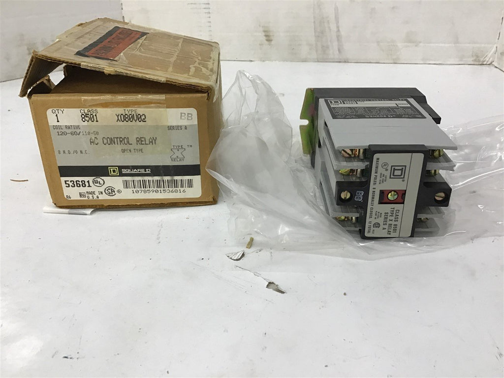 Square D 8501XO80V02 Ac Control 120V 60 Hz Coil Rating