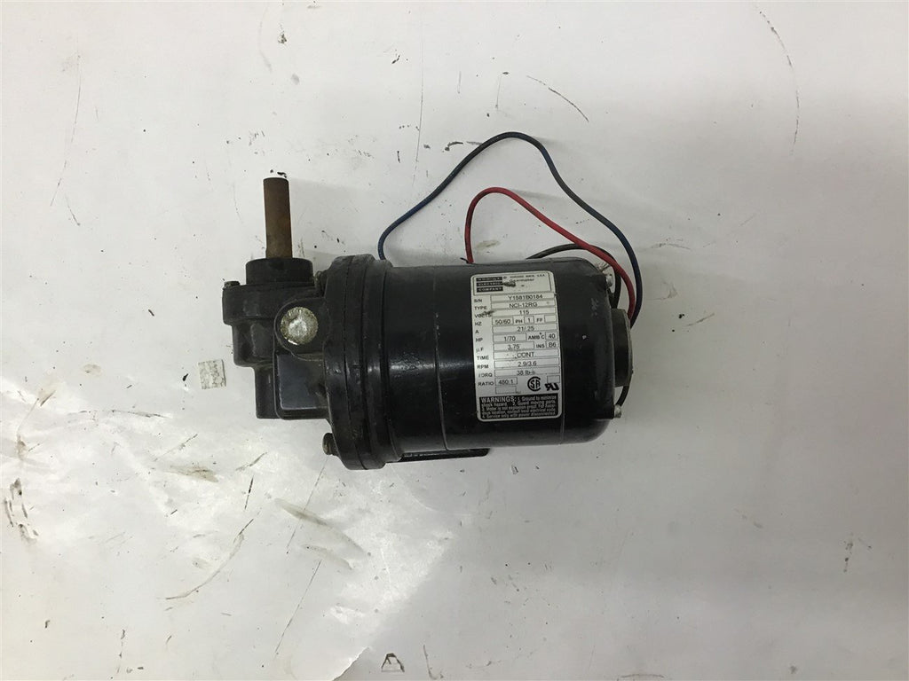Bodine Y1581B0184 NCI-12RG 115V 1/70 HP AC Gear Motor 480:1 Ratio