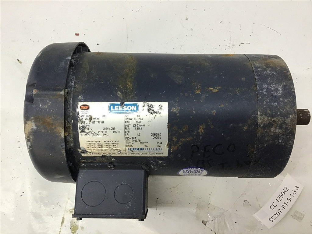 Leeson 145T17FC35F 3 HP AC Motor 208-230/460 Volt 1800 Rpm 4P 145TC Frame