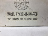 World Wide WPMDC1-18-180V-56CB 1 HP DC Motor 180 Volts 56C Frame 1800 Rpm