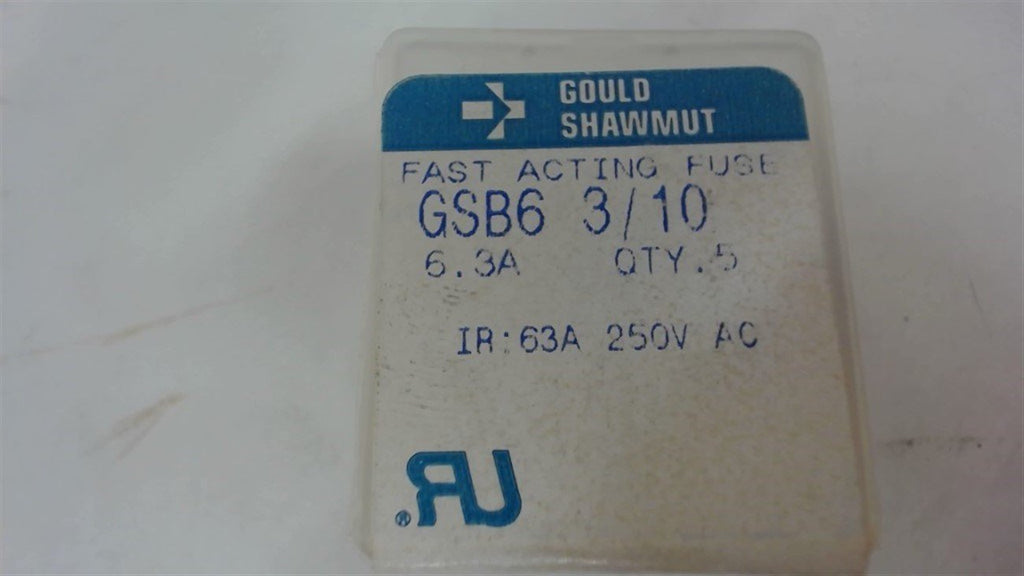 Lot Of 15 Gould Shawmut Gsb6 3/10 Fuses, 6.3A, 250V