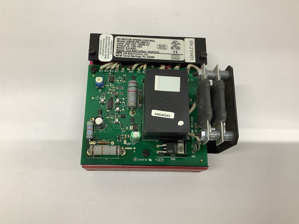 KB electronics KBPB-225 DC Motor Speed Control 230 Vac IN 0-180 Vdc Out