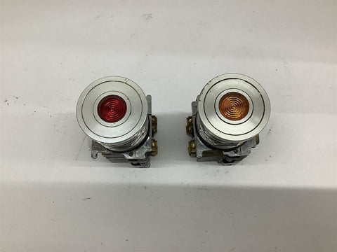 Cutler-Hammer 10250T/91000T Red and Amber Pushbuttons Lot Of 2