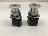 Cutler-Hammer 10250T/91000T Red and Amber Pushbuttons Lot Of 2