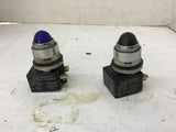 Square D Light Module Blue And Green Class 9001 Type KM1 120V 60Hz Lot Of 2