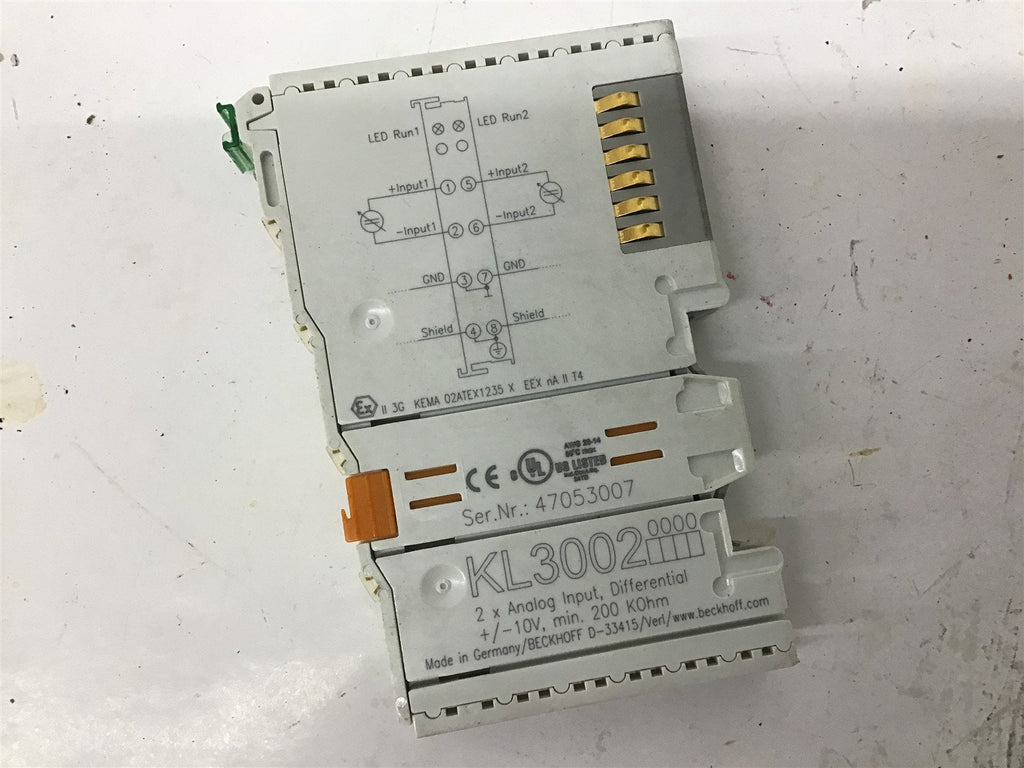 Beckhoff KL3002 10V 200K0hm Terminal Block