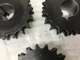 18 Teeth x 3/8 Key Way Width Double Chain 1/4" Row Width Sprocket Lot Of 3