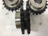 18 Teeth x 3/8 Key Way Width Double Chain 1/4" Row Width Sprocket Lot Of 3