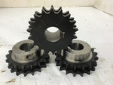 18 Teeth x 3/8 Key Way Width Double Chain 1/4" Row Width Sprocket Lot Of 3