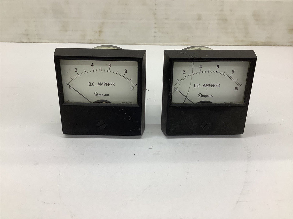 Simpson 2122 0-10 DC Amperes Panel meter Lot Of 2