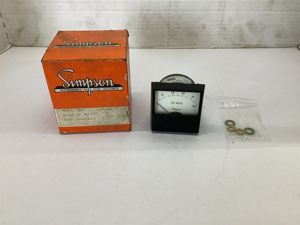 Simpson 2122 Panel Meter 0-100 DC volts
