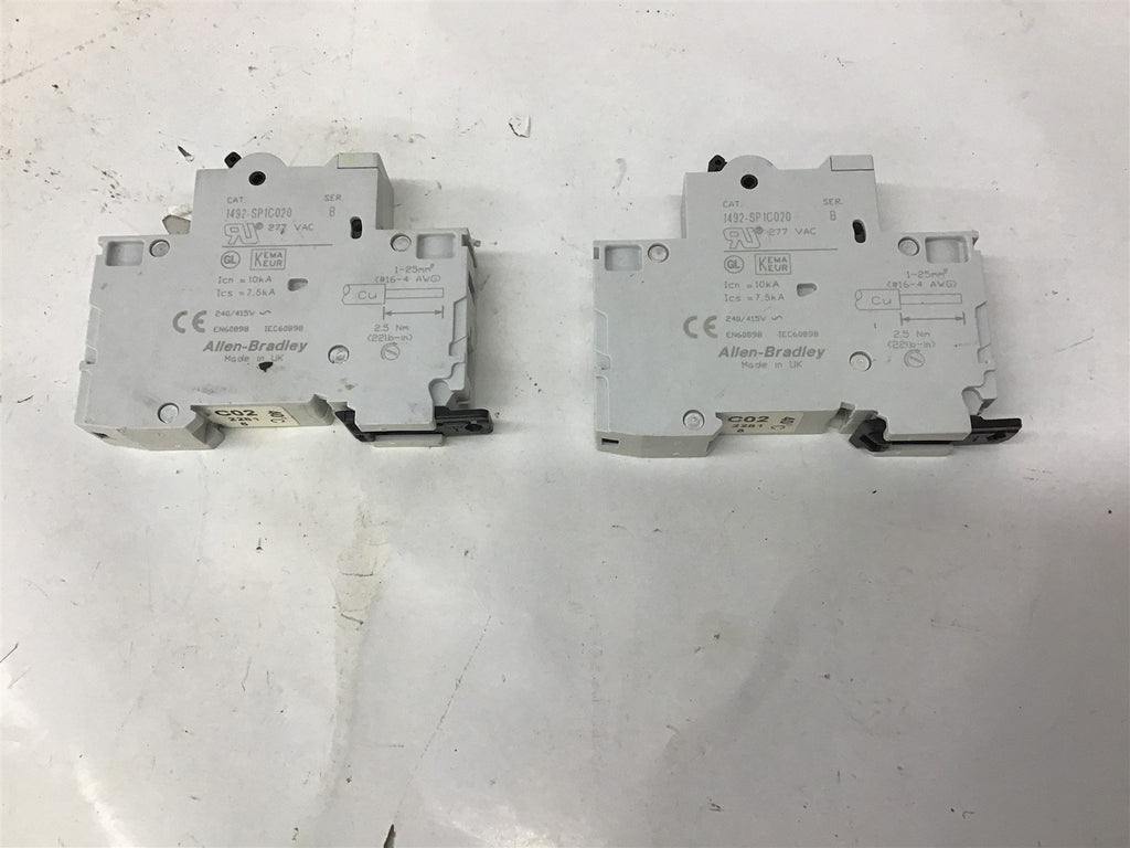 Allen Bradley 1492-SP1C020 2A 240/415VAC Circuit Breaker Lot Of 2