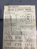 Square D HU361AWK Single Throw Non Fusible Safety Switch 30 Amp 600 Volts