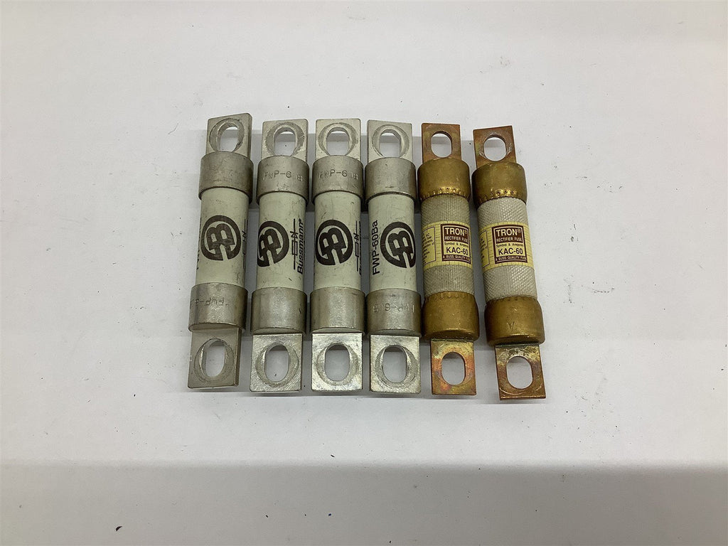 Tron Rectifier Fuse KAC-60 600 V & Bussmann FWP-60a 700 V 200kA Lot Of 6
