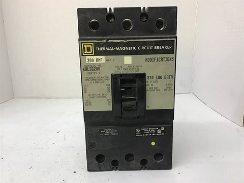 Square D KAL36200 200 Amp Circuit Breaker 600 Volts 3 Pole