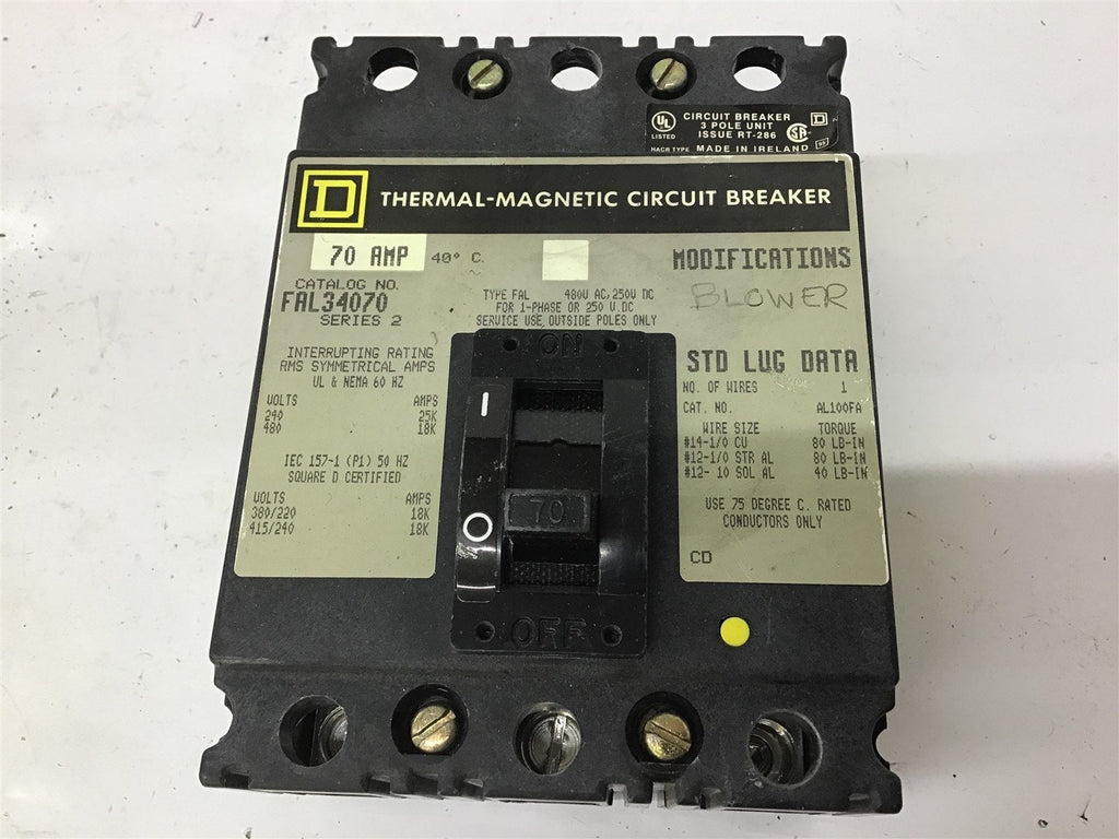 Square D FAL34070 70A Circuit Breaker 3 pole