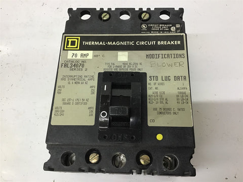 Square D FAL34070 70A Circuit Breaker 3 pole