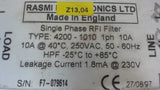 Rasmi Electronics Ltd, Type: 4200-1010 1Ph 10A, 10A @ 40°C, 250Vac, Fri Filter
