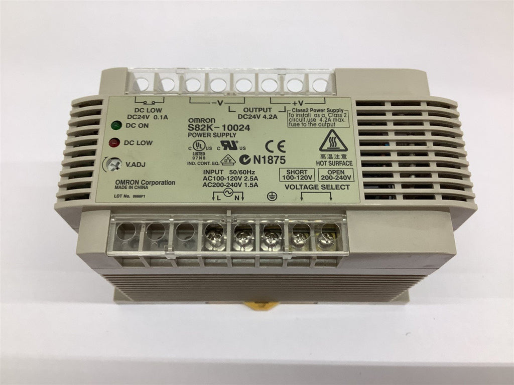 Omron S82K-10024 Power Supply DC 24 V 0.1 A 4.2 A 50/60 Hz AC 100-120 V 2.5 A