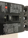 Siemens ED63B080 Circuit Breaker 80A 3 Pole 600 V