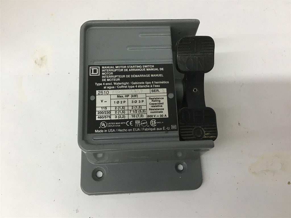 Square D 2510 KW2H 0221 Ser. B Manual Motor Starting Switch