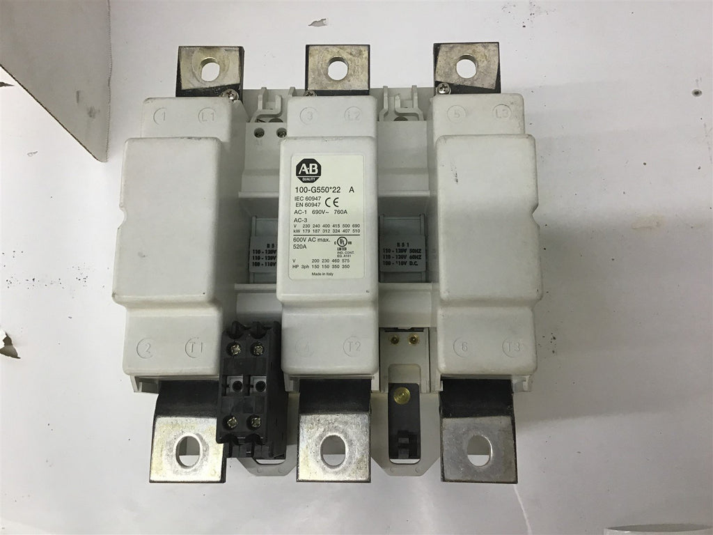 Allen-Bradley 100-G550 22 A Contactor 3 P 600V 520A 100-110 VDC