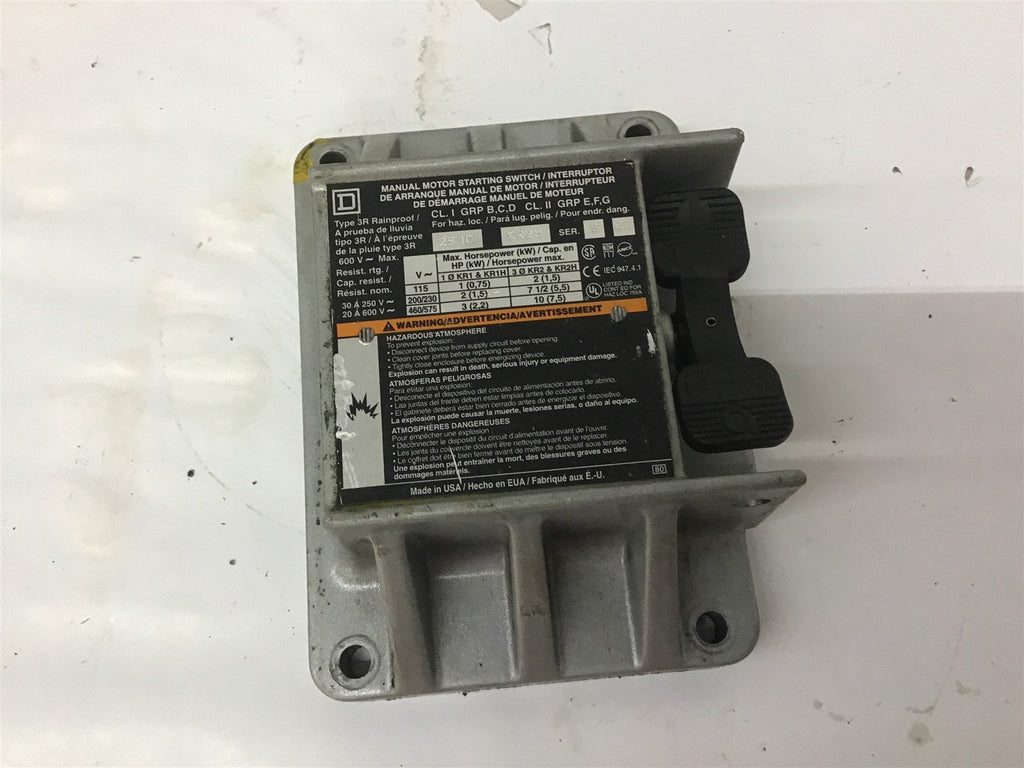 Square D 2510-KR2H Motor Starter Cover Enclosure