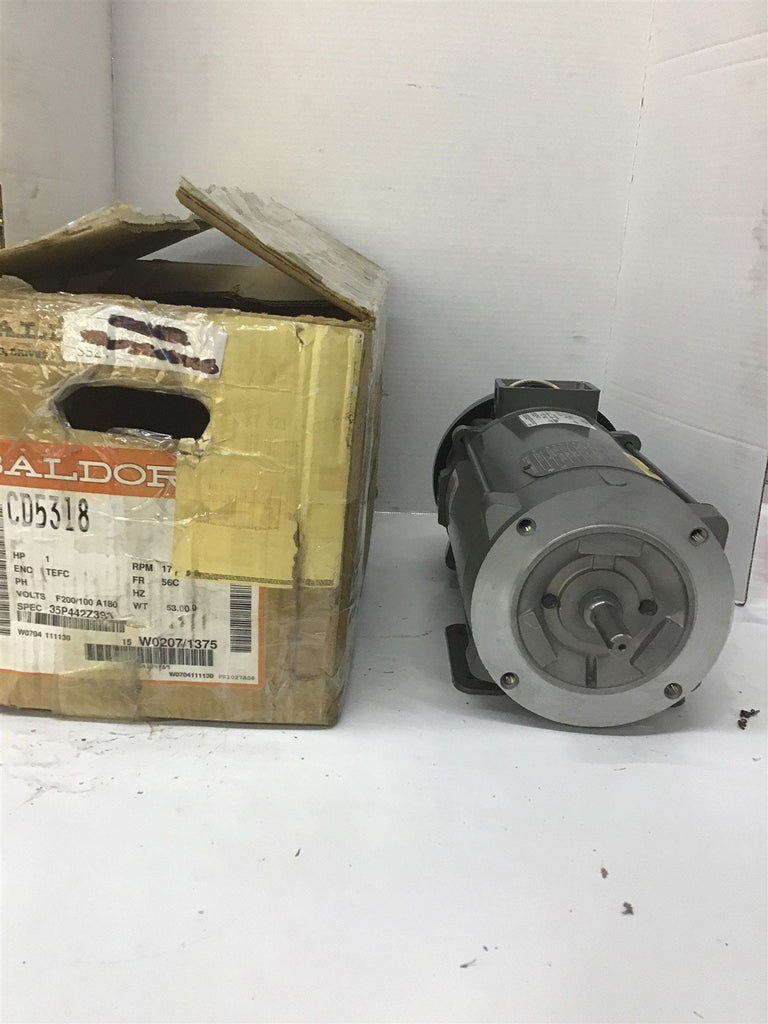 Baldor CD5318 DC Motor 1 Hp 180 V 200/100 Field V 1750 RPM 4 P 56C TEFC
