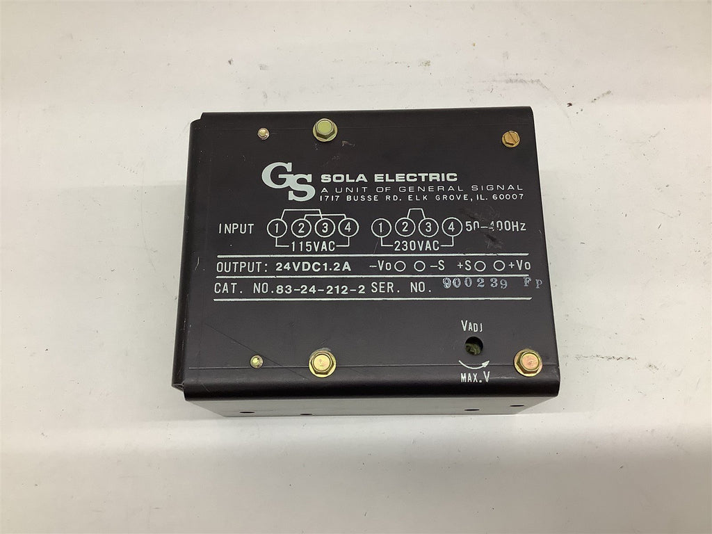 General Signal Sola Electric 83-24-212-2 Power Supply 24 VDC 1.2 A 115-230 VAC