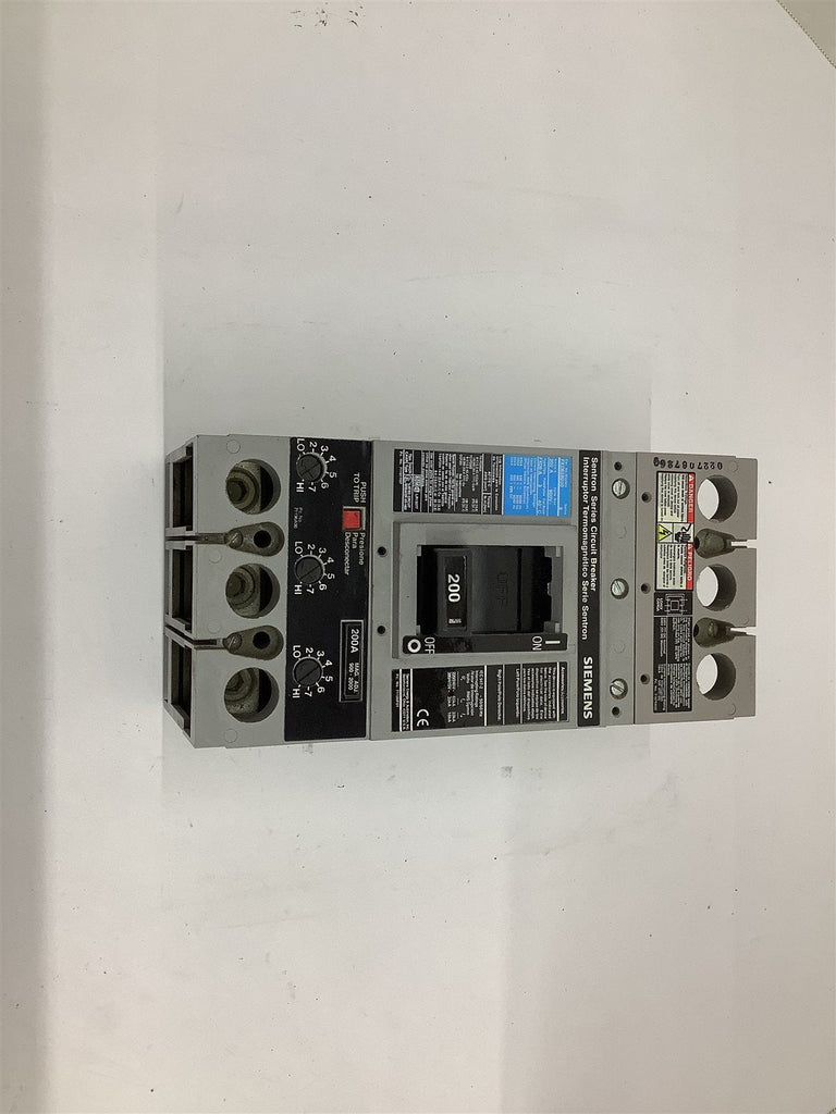 Siemens FXD83B200 Sentron Series Circuit Breaker 200 A 600 V 3 P