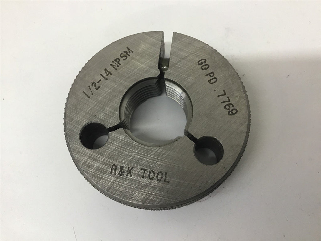 R and K Tool 1/2-14 NPSM Thread Ring Gage GO .7769