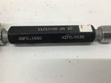 Hemco 11/16-20 UN 1B Threaded Plug Gage GO .6550 NOGO .6635
