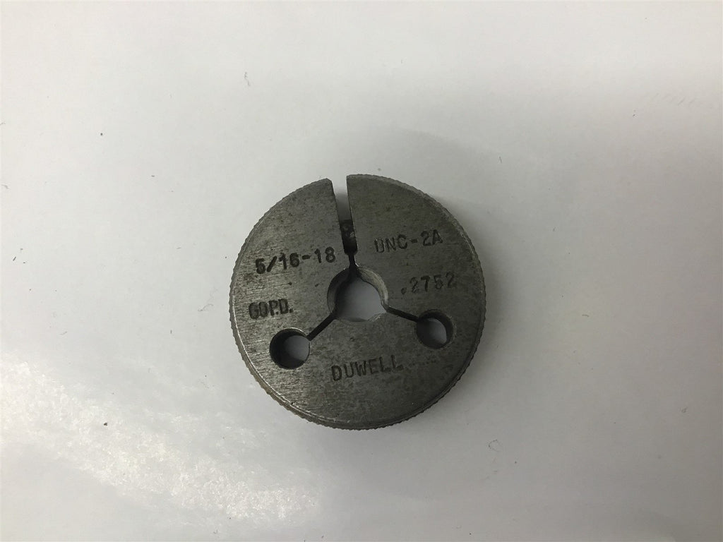 Duwell 5/16-18 UNC-2A Thread Ring Gage GO .2752