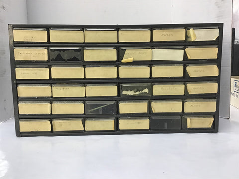 36 Drawer Bin Filled With Fuses Insulators And Other Assorted Items