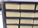 36 Drawer Bin Filled With Diodes Transistors Regulators And Other Assorted Items
