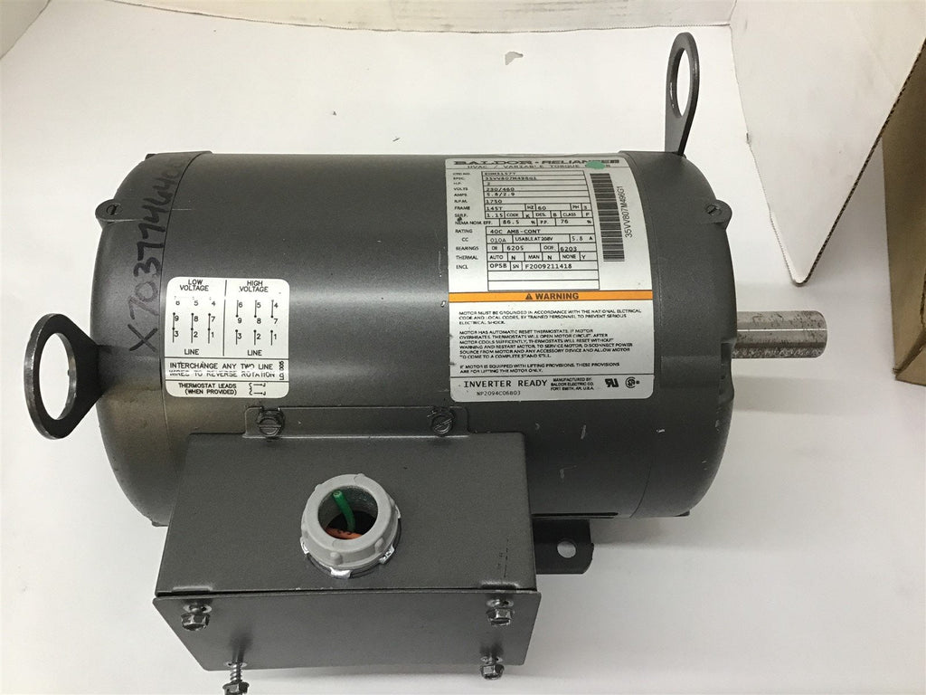 Baldor EHM3157T 2 HP AC Motor 230/460 V 1800 Rpm 4P 3 Phase 145T Frame