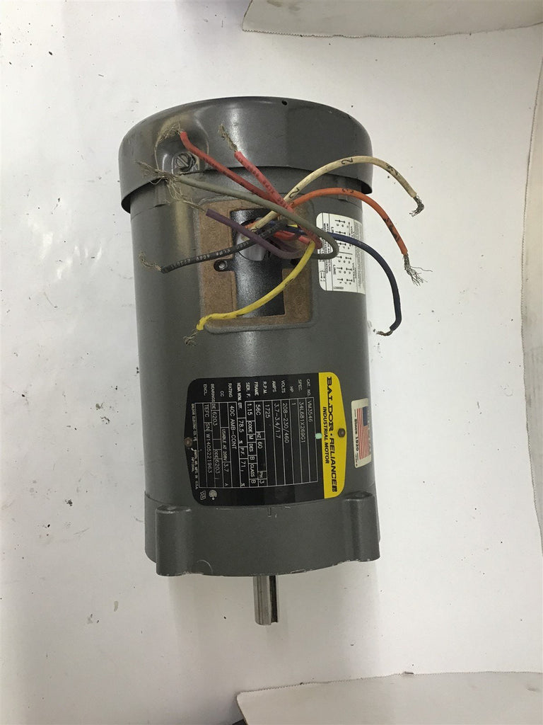 Baldor VM3546 AC Motor 1 HP 208-230/460V 1725 RPM 4 P 56C 3 PH 60 Hz TEFC