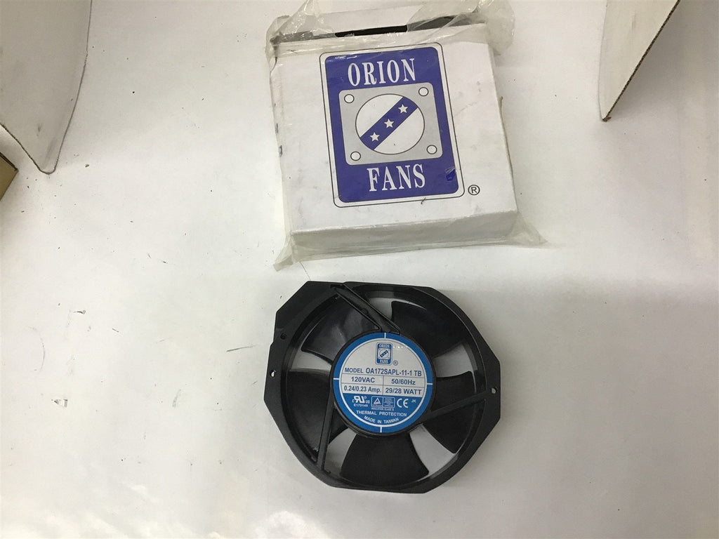 Orion Fan OA172SAPL-11-1 TB 120 VAC 50/60 Hz 0.24/0.23 Amp 29/28 W