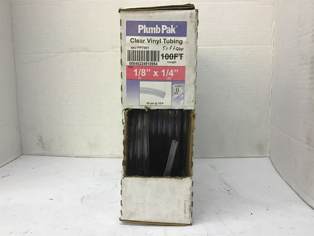 Plumpak PP7901 Clear Vinyl Tubing 1/8" ID 1/4" OD 65 PSI