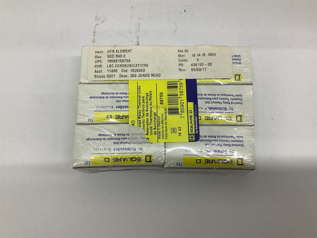 Square D B40.0 Overload Relay Thermal Unit Lot of 6